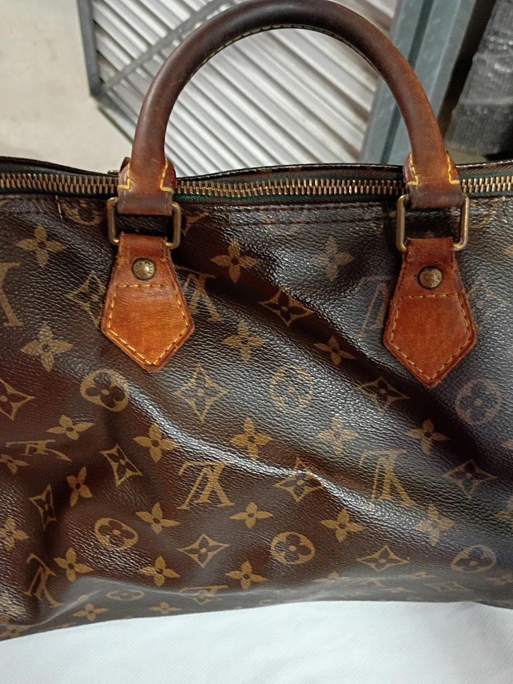 Louis Vuitton Brown Monogram Canvas Duffel Bag with Tan Leather Tri Speedy 35